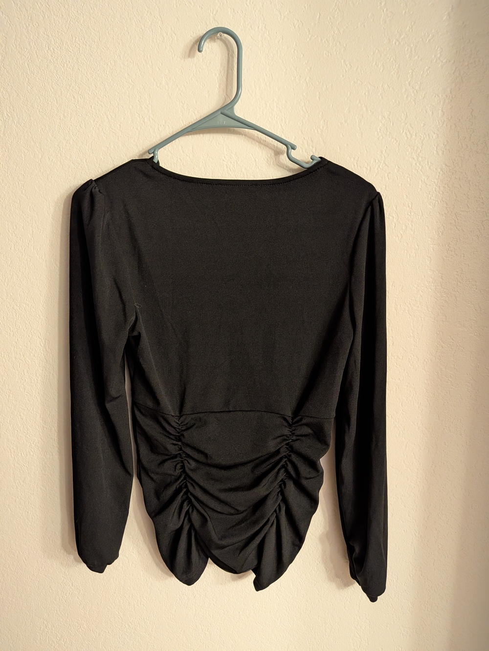 Grace Karin Black Long Sleeve Ruched-Back Top